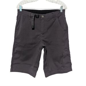 PrAna Stretch Zion Shorts Mens Size S Belted Hiking Outdoor Stretch Dark Gray.